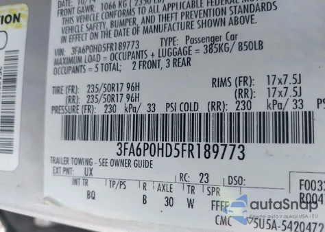 2015 Ford Fusion Se z USA, uszkodzony, nr VIN 3FA6P0HD5FR189773